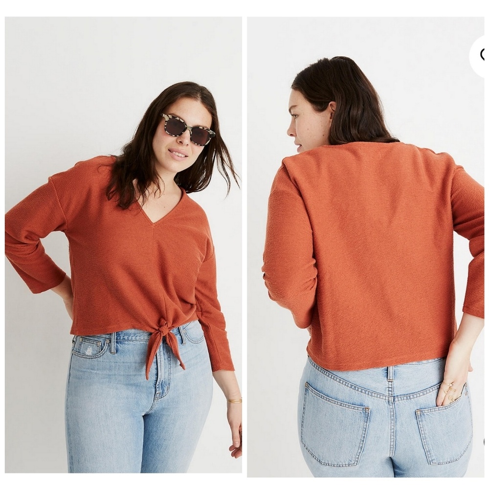 NWT Madewell Texture & Thread Tie Front Top